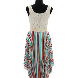 Liberty Love Dress Lace Bodice‎ Handkerchief Hem Tank Flowy Fairy Cottagecore S